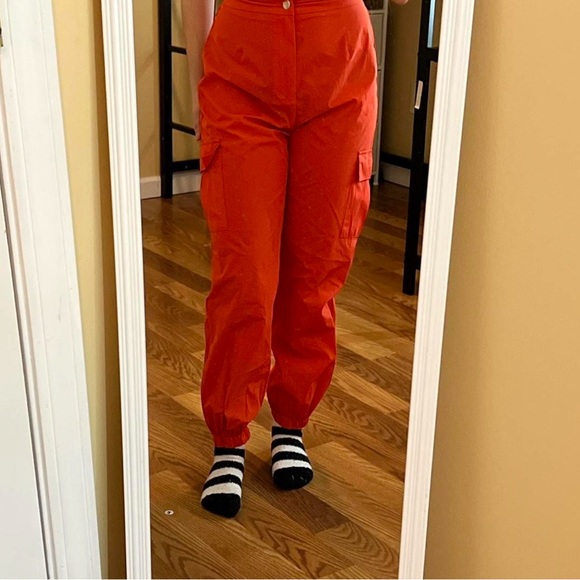 Women's Orange Cargo Pants - Picture 1 of 8